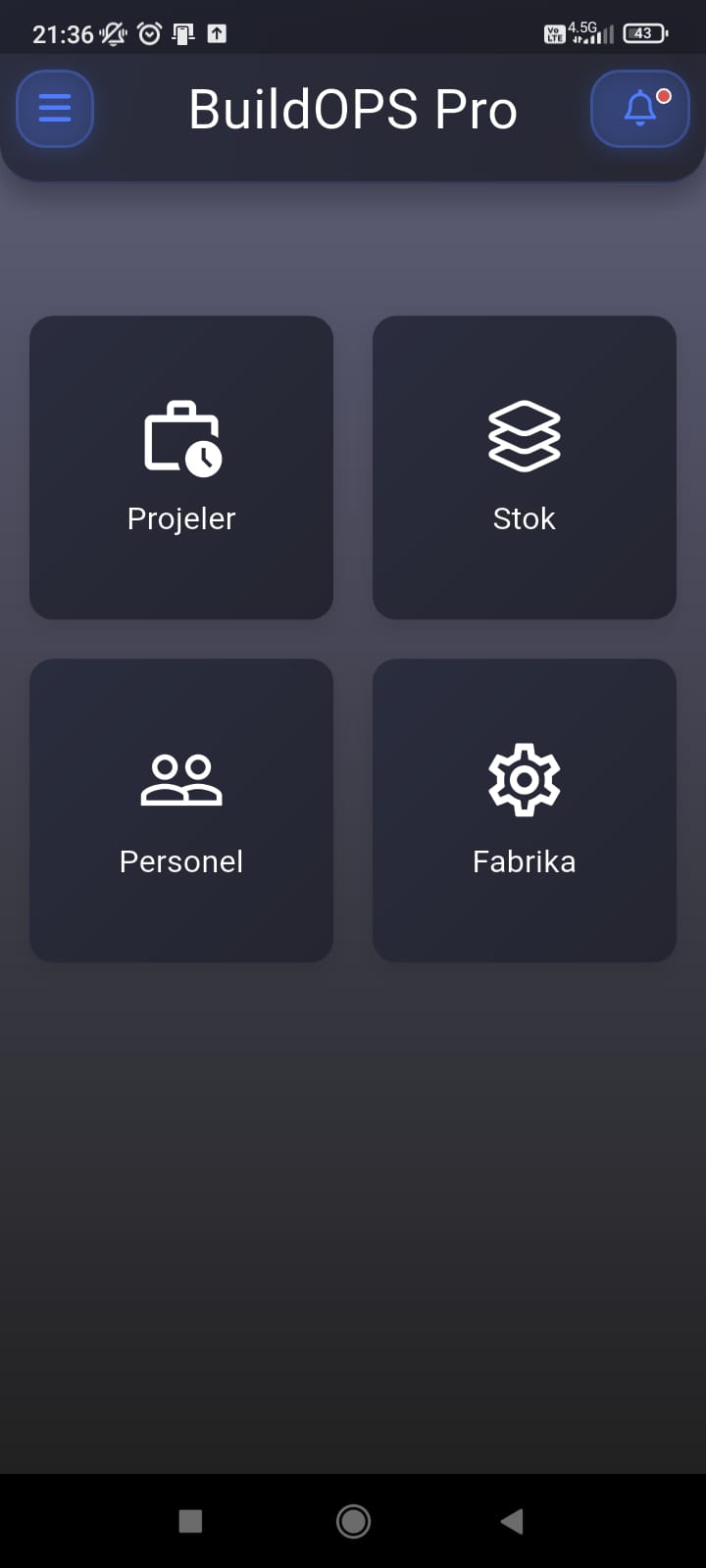 Mobil Uygulama Ana Ekran