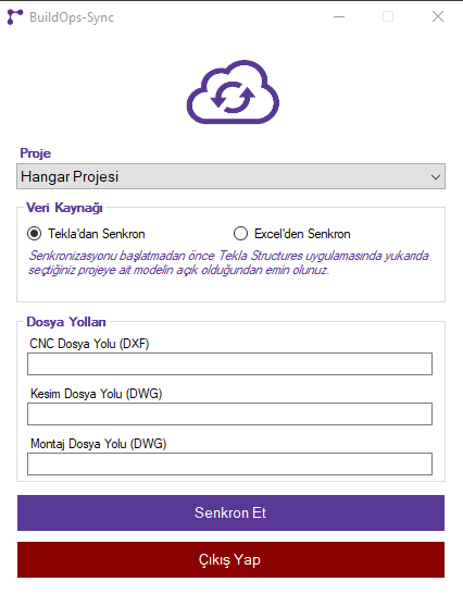 BuildOps Sync proje seçimi